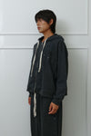 Studded Washed & Distressed Hoodie –charcoal gray