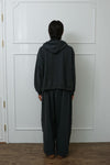 Studded Washed & Distressed Hoodie –charcoal gray