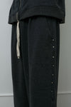 Studded Washed & Distressed Sweatpants –charcoal gray