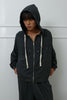 Studded Washed & Distressed Hoodie –charcoal gray