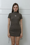 High-Neck Knit Dress –moca brown