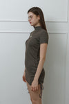 High-Neck Knit Dress –moca brown