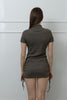 High-Neck Knit Dress –moca brown