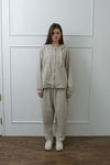 Studded Washed & Distressed Sweatpants –light beige