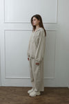Studded Washed & Distressed Hoodie –light beige