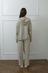 Studded Washed & Distressed Sweatpants –light beige