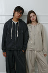 Studded Washed & Distressed Sweatpants –charcoal gray