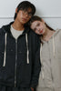 Studded Washed & Distressed Hoodie –charcoal gray