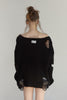 Distressed Knit Top -black