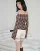 Check Off-shoulder(brown)